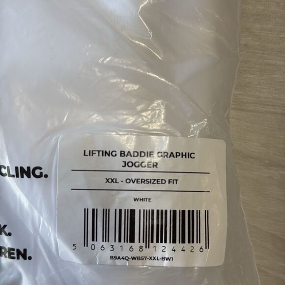 GYMSHARK LIFTING BADDIE GRAPHIC JOGGERS Oversized Fit White XXL NWT in packaging - Picture 7 of 8